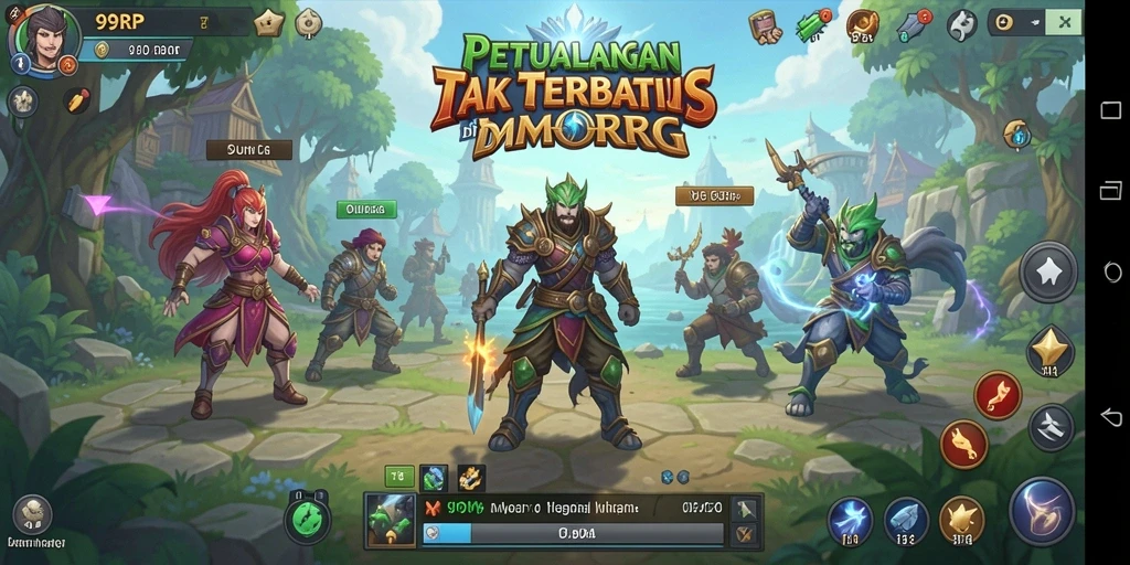 Tangkapan layar gameplay <strong>99RP</strong> menampilkan aksi seru dalam pertempuran MMORPG.