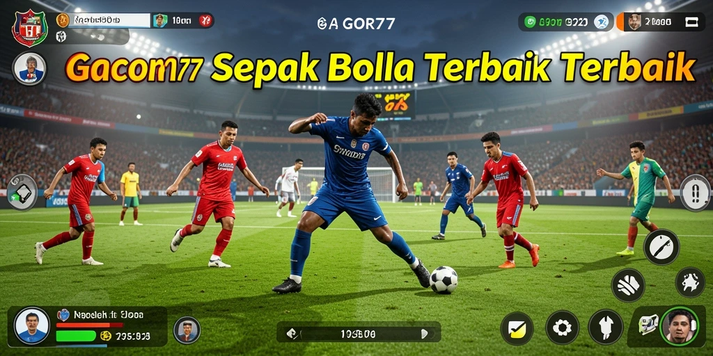 Tampilan gameplay menegangkan dengan aksi sepak bola yang seru.