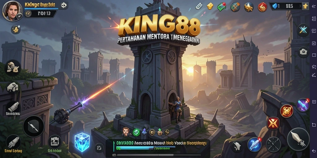 Tangkapan layar utama KING88 menampilkan aksi gameplay yang intens dalam Tower Defense.