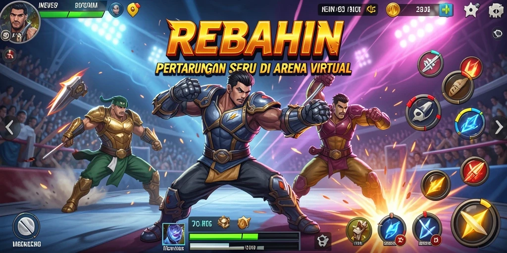 Screenshot gameplay epik dari pertarungan di REBAHIN.
