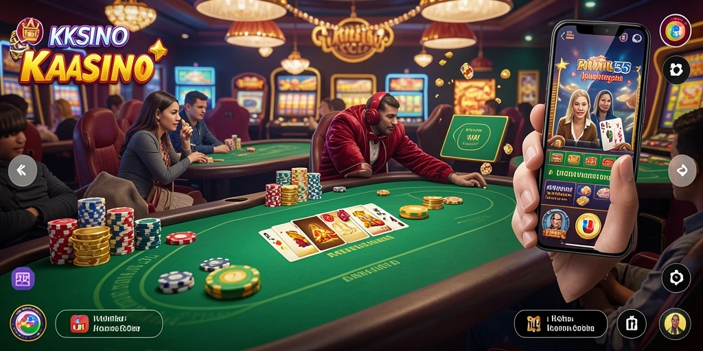Screenshot utama RK55 menampilkan gameplay Kasino yang seru dan interaktif.