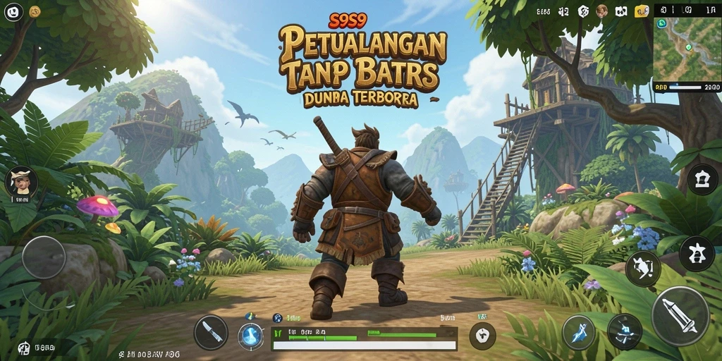 Screenshot dari gameplay S9S9 yang menampilkan eksplorasi dunia luas.