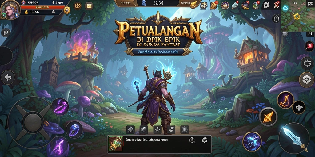 Screenshot utama SR996 menampilkan aksi pertarungan RPG yang mendebarkan.