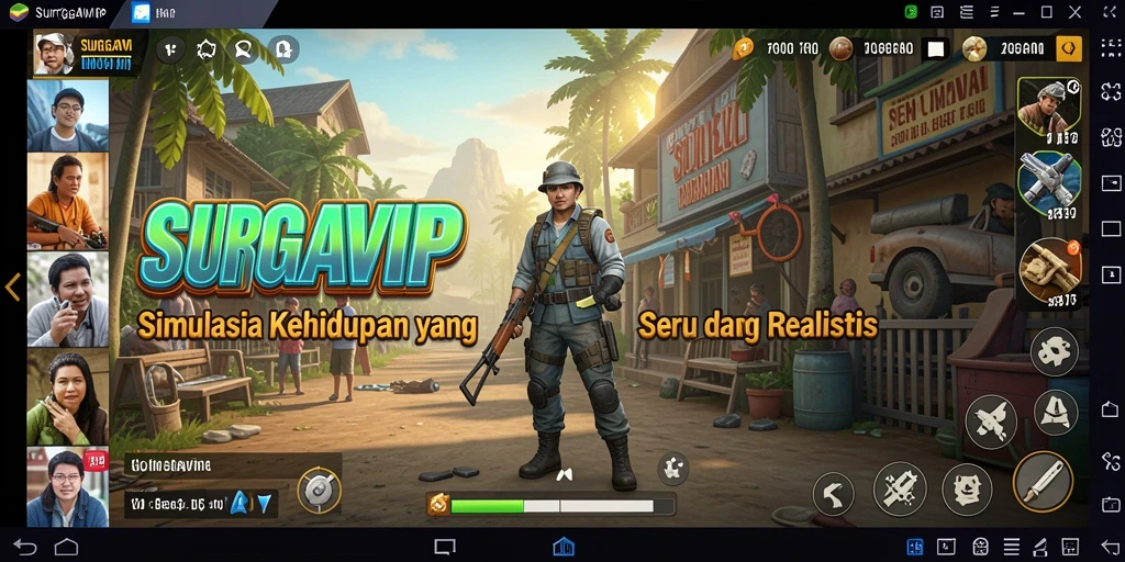 Tangkapan layar utama dari gameplay SURGAVIP menunjukkan momen-seru dan interaksi pemain.