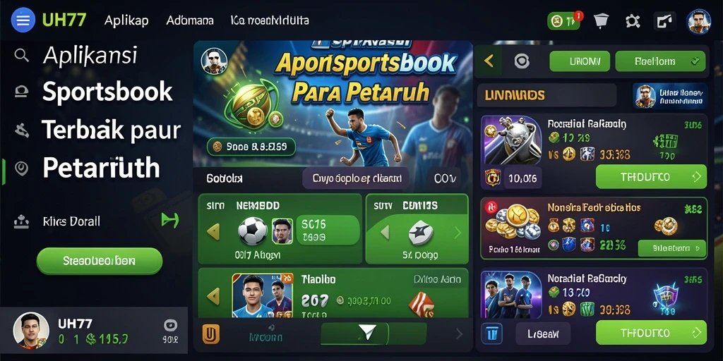Tampilan utama UH77 yang menarik dengan fitur taruhan Sportsbook.