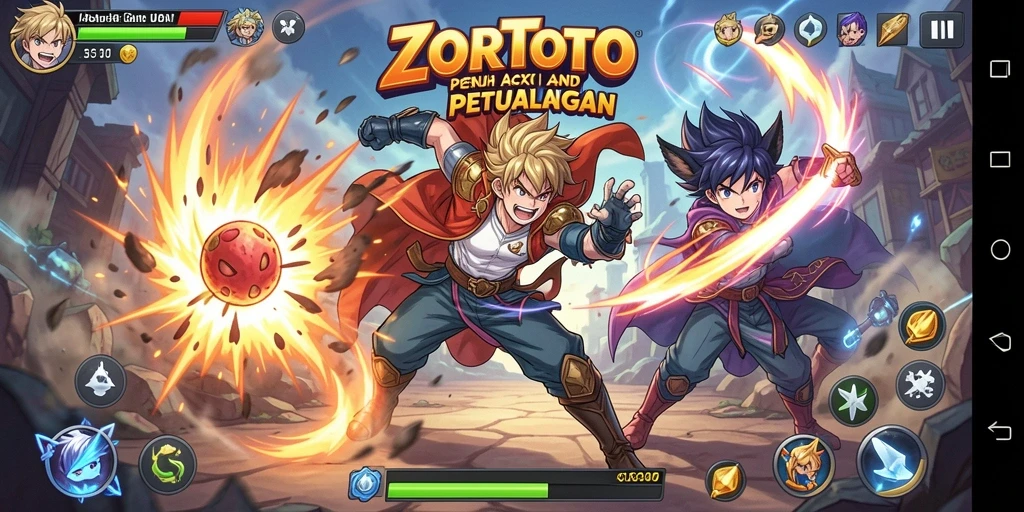 Tampilan gameplay menarik di ZORTOTO dengan berbagai karakter anime.